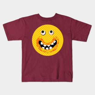 Goofy Orange Smile Emoji Pixel Smilng Face Kids T-Shirt